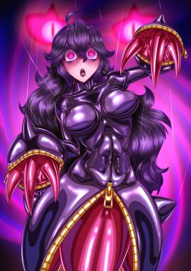 ahoge banette banette_(cosplay) big big_breasts bodysuit breasts claws defeated female female_focus female_only fetish fetish_wear game_freak glowing_eyes hair_between_eyes hair_ornament hex_maniac latex_bodysuit latex_clothing latex_skinsuit latex_suit light_skin long_hair mega_banette mega_evolution mind_break mind_broken mind_control mr.bones22 nintendo open_eyes open_mouth pokemon pokemon_(cosplay) pokemon_(species) pokemon_xy pokesuit possessed possession possessive_female rubber rubber_clothing rubber_suit shiny_breasts shiny_clothes shiny_skin skirt spiral spiral_eyes tears thick_thighs unusual_anatomy unusual_eyes unusual_pupils vacant_stare violet_hair wide_hips zipper