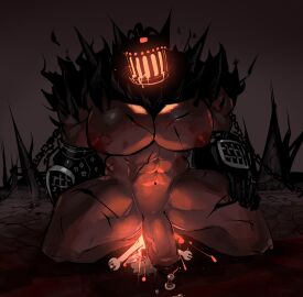 bara big_bottom big_bottom_small_top big_dom_small_sub big_nipples big_pecs big_penis bite_mark_on_breast blush_lines breasts chains cum_dripping cum_dripping_from_penis dubcon dubious_consent flanco gay human_on_non-human humanoid male male_only muscular muscular_male non-human original_character penis penis_on_face salivating screaming small_sub_big_dom smaller_penetrating_bigger veiny_penis yaoi