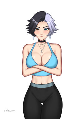 1girls alternate_version_available big_breasts breasts cleavage crossed_arms female female_only luna_snow luna_snow_(marvel_rivals) marvel marvel_comics marvel_rivals narrow_waist pout shio_aw short_hair thick_thighs wide_hips