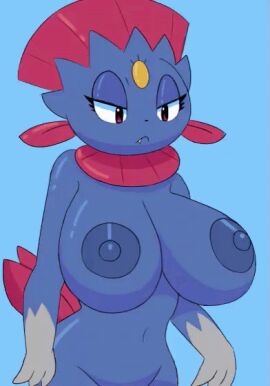 animated animated_gif big_breasts bouncing_breasts breasts cleavage female furry gif huge_breasts ikiki nipples nude nude_female pokemon pokemon_(species) pokémon_(species) tagme thick_thighs three-quarter_portrait touching_own_breast weavile wide_hips