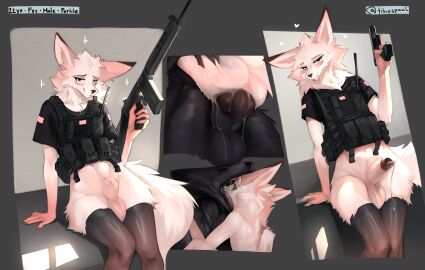 2024 5_fingers absurd_res anal anal_sex animal_genitalia animal_penis anthro ass ass_grab balls balls_squish bedroom_eyes black_body black_fur black_glans black_penis blush blush_lines bodily_fluids butt_grab canid canine canine_genitalia canine_penis canis clothing cum cum_inside digital_drawing_(artwork) digital_media_(artwork) dipstick_ears dominant dominant_male dripping duo ejaculation femboy fingers fluffy fluffy_tail fox fully_sheathed fur genital_fluids genitals girly gloves_(marking) gun hand_on_ass hand_on_butt handgun head_in_mouth heart hi_res humanoid_hands inner_ear_fluff jaws knot legwear looking_at_viewer male male/male male_penetrated male_penetrating male_penetrating_male mammal markings multicolored_ears multiple_images narrowed_eyes neck_tuft penetration penis precum precum_drip ranged_weapon rifle seductive sex sheath signature smile smiling_at_viewer spaal sparkles squish submissive submissive_male tactical_gear tail thigh_highs topwear trigger_discipline tuft vest walkie-talkie weapon whiskers white_body white_fur wolf