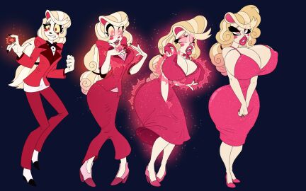 1girls ass ass_expansion atcpony before_and_after big_ass big_breasts bimbo bimbo_lips bimbofication bimbofied blonde_hair breast_expansion breast_growth breast_growth_(enlargement) breasts charlie_morningstar_(hazbin_hotel) clothed clothing_transformation curly_hair demon demon_girl dress female female_only femsub hazbin_hotel high_heels huge_ass huge_breasts hypnosis hypnotic_accessory hypnotic_eyes lip_expansion long_hair looking_to_the_side princess ring sequence solo transformation transformation_sequence white_skin wide_hips