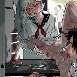 1maleherm 2boys androgynous blush censored crossdressing cumming cunnilingus cuntboy cuntboy_sans_balls dildo ejaculation femboy feminine_male gay gay_sex hands-free hands_free_ejaculation herm hermaphrodite human intersex jullian_sama licking_pussy male male_only maleherm maleherm_focus mosaic_censoring multi_genitalia panties panties_around_leg penis pussy school school_uniform sweat sweatdrop sweating vagina white_hair yaoi