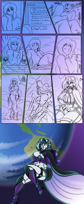 akuoreo ass ass_expansion breast_expansion breast_growth breast_growth_(enlargement) breasts eye_color_change female gender_transformation growth growth_sequence hair_color_change hair_growth large_ass large_breasts lip_expansion mecha mecha_musume mtf_transformation robot_girl robotization skin_color_change thick_thighs thigh_expansion transformation wide_hips