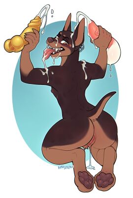 animal_genitalia animal_penis artist_request ass balls bodily_fluids brown_body brown_fur brown_pawpads canid canine canine_genitalia canine_penis canis cum cum_on_face cumshot cuntboy disembodied_penis dobermann domestic_dog double_handjob dripping ear_piercing ear_ring ejaculation erection fangs fur genital_fluids genitals half-closed_eyes handjob hi_res humanoid_genitalia humanoid_pussy intersex kneeling knot knotted_penis male mammal mastectomy_scar multicolored_body multicolored_fur narrowed_eyes nude open_mouth open_smile orgasm pawpads paws penile penis piercing pinscher pussy pussy_juice_drip ring_piercing scar sex simple_background smile solo tapering_penis teeth tongue tongue_out two-tone_body two-tone_fur vaginal_fluids vibestrike