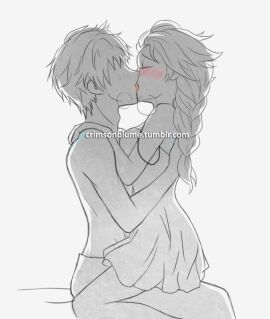 1boy 1girls blush closed_eyes clothing crimsonblume crossover crossover_pairing disney disney_princess dreamworks dress elsa_(frozen) embrace female french_kiss frozen_(film) jack_frost_(rise_of_the_guardians) kissing making_out male male/female on_lap paramount_pictures passionate passionate_kiss rise_of_the_guardians romantic sitting_on_lap small_breasts straight tongue_kiss visible_breath