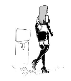 1boy 1girls black_and_white boot_fetish bootjob boots celera_prime choker dominant_female dominatrix elbow_gloves english english_text eyeshadow female femdom femdom_caption footjob gloves high_heel_boots high_heels knee_boots leather leather_boots leather_clothing leather_gloves long-haired_female long_hair makeup male male/female miniskirt monochrome original original_character original_characters patent_boots shoejob submissive_male thigh_boots thighhigh_boots thighhighs walking walking_away