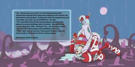 6_legs animal_humanoid anthro arachnid arachnid_humanoid archnemon arthropod arthropod_humanoid arukenimon bandai_namco big_breasts birth blue_body bookman_v breasts digimon digimon_(species) digimon_adventure female hi_res horn huge_breasts humanoid live_birth long_arms long_breasts mask monster_boy multi_leg multi_limb pregnant pregnant_anthro red_body sagging_breasts solo spider spider_humanoid spider_taur taur