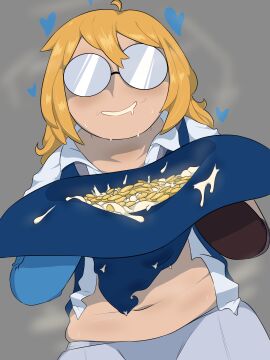 blonde_hair chubby_female confusedsabron cum_in_hat dungeons_and_dragons female glasses original_character round_glasses stray_pubic_hair witch_hat