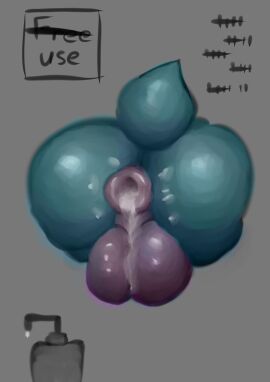 2024 anthro anus ass backsack balls ballsack big_balls bodily_fluids cum cum_from_ass cum_in_ass cum_inside digital_media_(artwork) free_use gaping gaping_anus gay_male genital_fluids genitals hi_res hole_in_wall lube_bottle male puffy_anus shaded solo teal_body text unknown_species wholle