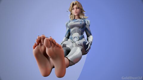 1girls 3d barefoot blonde_female feet female female_only foot_fetish golddust3d invisible_woman invisible_woman_(marvel_rivals) marvel marvel_comics marvel_rivals soles solo_female sue_storm toes