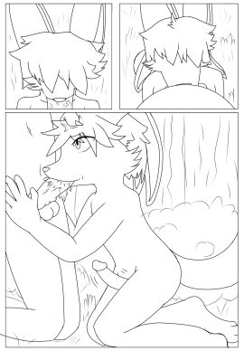 anthro balls bodily_fluids canid canine clothing faremertiuy_(oc) felid feline fellatio female genital_fluids genitals george_(george701) georgesabertooth hi_res hybrid macamacrez male male/female male/male mammal nude oral penile penis sabertooth sex simple_background