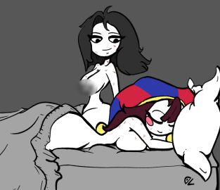 alternate_version_available blur_censor breasts censored censored_breasts female female/female glitch_productions maia nude nude_female pomni pomni_(the_amazing_digital_circus) satisfied sleep_sex sleeping the_amazing_digital_circus yuri zapata zapata_martinez