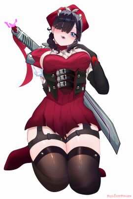 1girls big_breasts breasts female female_only fishnets marvel marvel_comics marvel_rivals peachypocky psylocke psylocke_(sai)_(blood_kariudo) thick_thighs