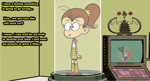 1futa 1girls aged_up balls big_balls big_breasts big_penis breasts capsule dialogue english_text female futa_only futa_transformation futanari gif glass_container intersex large_breasts large_penis luan_loud nickelodeon nipples_touching penis standing text the_loud_house thick_penis thick_thighs transformation xsherlock420_(artist)