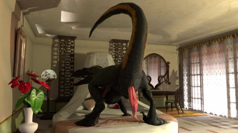 16:9 3d_(artwork) 3d_animation animal_genitalia animal_penis animated anonymous_artist ass bed bedroom bedroom_eyes biped black_body cetacean_genitalia cetacean_penis claws cloaca cloacal_penis digital_media_(artwork) dinosaur dromaeosaurid erection feral furniture genital_slit genitals glistening glistening_body hi_res high-angle_view high_framerate hotel hotel_room indoraptor inside jurassic_park jurassic_world lamp loop male markings narrowed_eyes no_sound on_hind_legs orange_eyes paws penis pink_penis prehistoric_species presenting presenting_hindquarters presenting_penis presenting_to_viewer reptile scalie seductive short_playtime sickle_claw solo standing tagme tapering_penis theropod toe_claws universal_studios video widescreen yellow_markings