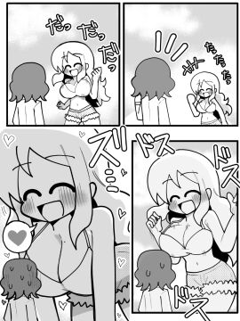 big_breasts bigger_female breasts extreme_size_difference female giant_female giantess height_difference kuwagatazaurus larger_female meme_reference shorts size_difference