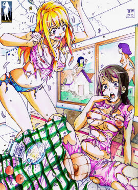 2014 big_breasts body_growth body_growth_(enlargement) breasts city_destruction eudetenis female female_only giantess giantess-fan-comics growth mother_and_daughter nipples pencil_(artwork) story_at_source tagme torn_clothes wardrobe_malfunction