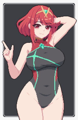 1girls 2d ass big_ass big_breasts big_butt big_thighs big_titties breasts clothing curvaceous curvaceous_female curvaceous_figure curvy curvy_figure curvy_hips female female_focus female_only light_skin looking_at_viewer nintendo one-piece_swimsuit pixel_art pyra pyra_(xenoblade) red_hair seiko093 short_hair solo solo_female underwear xenoblade_(series) xenoblade_chronicles_2
