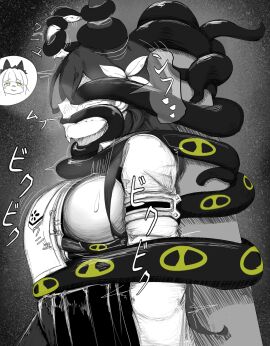 animal_ears azur_lane blindfold bondage breasts chikuma_(azur_lane) defeat ear_sex female gag groping highres nipple_stimulation observer_alpha_(azur_lane) original rabbit_ears sideboob struggling tentacle xsilentho