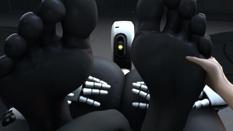 3d feet feet_up foot_fetish glados glados_(humanoid) portal_(series) rayhuma robot valve