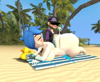 3d ass ass_bigger_than_head beach big_ass big_butt bikini bikini_bottom_untied blush bubble_ass bubble_butt deekystjohn_(artist) female garry's_mod gmod hiding_nipple kaibernation laying_on_towel miles_broflovski_(deekystjohn) naked_female rubber_duck rubbing_ass smg4 sunscreen sunscreen_in_ass tari_(smg4) uwu