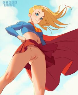 1girls 2d dc dc_comics female female_focus female_only going_commando hairless_pussy kyralreed miniskirt no_panties pussy revealing_clothes skirt supergirl supergirl_(volume_8) superheroine superman_(series) tagme upskirt