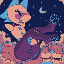 2021 anal_plug anthro blue_ears blue_insides blush buttplug buttplug_tail chromatic_aberration closed_eyes cosmic_background darkner deceased_bunny_(artist) deltarune detailed_background digital_drawing_(artwork) digital_media_(artwork) fake_tail felid female genitals glistening glistening_legs hindpaw machine mammal moon pawpads paws plug_(sex_toy) pussy rear_view robot sex_toy shoes_removed sitting sky smile solo star starry_background starry_sky tasque_manager_(deltarune) undertale_(series)