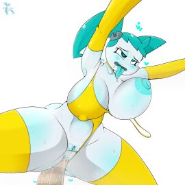 breasts crisisaura drooling female jenny_wakeman large_breasts my_life_as_a_teenage_robot robot_girl tongue tongue_out