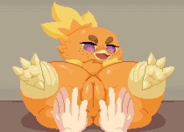 animated anthro ass avian beak big_ass big_butt bird bodily_fluids brown_eyebrows circle_eyebrows clitoris digital_media_(artwork) duo eyebrows feathers feet female feral freckles fur gaping gaping_pussy generation_3_pokemon genital_fluids genitals head_feathers innie_pussy loop mammal nintendo nude orange_body pixel_(artwork) pixel_animation pixel_art plump_labia pokemon pokemon_(species) pupils purple_pupils pussy short_playtime simple_background spinneborg spread_legs spread_pussy spreading steam steamy_pussy talons thick_thighs throbbing throbbing_pussy toes torchic torchy triangular_anus urethra vaginal_fluids yellow_sclera