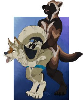 2024 4_toes 5_fingers absurd_res alpha_channel ambiguous_penetration anthro anthro_on_anthro anthro_penetrated anthro_penetrating anthro_penetrating_anthro bent_over black_nose bondage border bound breasts brown_body brown_fur canid canine canis claws closed_eyes coyote duo fangs feet female finger_claws fingers from_behind_position fur gulonine hands_behind_back hi_res holding_arm interspecies jay_(jaywolve) legs_tied light_bondage male male/female mammal mustelid musteline nipples nude nude_anthro nude_female nude_male oli_snowpaw penetration penile penile_penetration penis sex standing standing_sex tan_body tan_fur teeth toe_claws toes tongue tongue_out transparent_background transparent_border wolverine zeeah_(characters)