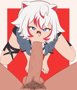 1boy 1girls animal_ears animated blowjob blue_eyes breasts female kemonomimi latam_virtual_youtuber male multicolored_hair nude nude_male oral_sex r4xc4l raccoon_ears rakkun red_hair short_hair tagme thighs virtual_youtuber vtuber vtuberfanart white_hair