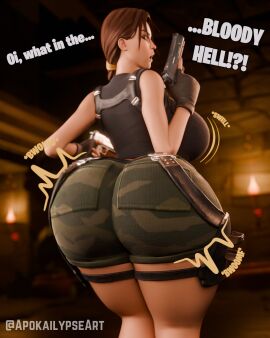 1girls 3d 3d_(artwork) apokailypseart ass ass_expansion ass_growth ass_inflation big_ass big_booty big_breasts big_butt big_thighs booty breast_expansion breast_growth breast_growth_(enlargement) breast_inflation breasts dat_butt fat_ass fat_booty fat_butt female female_focus female_only gun huge_ass huge_booty huge_butt inflated_ass inflated_breasts lara_croft large_ass large_booty large_butt massive_ass massive_booty massive_butt pistol short_pants solo solo_female solo_focus tagme text thick_thighs thighs tomb_raider