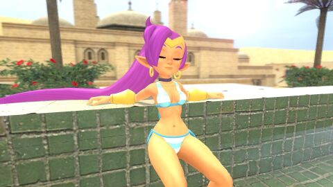 1girls 3d bikini bikini_bottom bikini_bottom_only bikini_only bikini_top bikini_top_only boobs breasts eyes_closed female female_only long_hair ponytail purple_hair shantae shantae_(character) solo solo_female solo_only striped_bikini thhypercombine12 very_long_hair