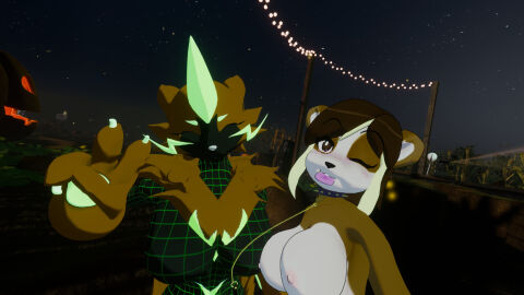 3d big_breasts breasts cleavage female furry huge_breasts pokemon pokemon_(species) pokémon_(species) tagme taisho1218 thick_thighs wide_hips zeraora