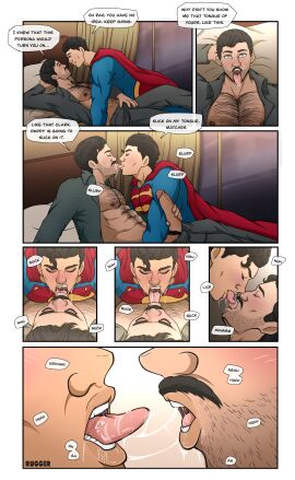 2025 batman batman_(bruce_wayne) bruce_wayne clark_kent comic_page dc dc_comics french french_kissing gay kal-el kissing male male/male muscular mustache open_mouth penis penis_out roleplay rugger saliva saliva_string saliva_trail spit stubble sucking_tongue superman superman_(clark_kent) tongue tongue_in_mouth tongue_out tongue_sucking yaoi