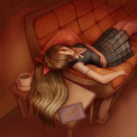 1girls bangs bangs_over_one_eye big_breasts breasts brown_hair female hair_fetish hair_on_penis hair_over_one_eye hairmouser long_hair love_live! love_live!_nijigasaki_high_school_idol_club male ousaka_shizuku penis sleeping