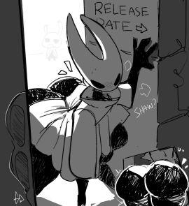 anthro ass bent_over big_butt biped blush breasts butt_focus clothed clothing doorway female fingers grimmy hi_res hollow_knight hollow_knight_(franchise) hornet_(hollow_knight) solo_focus stuck team_cherry text thick_thighs vessel_(species)