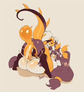 2024 anal anal_sex anthro anthro_penetrating anthro_penetrating_human ass balls big_balls big_penis blush bodily_fluids clenched_teeth cum cum_in_ass cum_inside duo female genital_fluids genitals hi_res horn huge_balls huge_cock human human_on_anthro human_penetrated interspecies lenea_(elridalm) male mammal nedoiko open_mouth pasties penetration penile penile_penetration penis penis_in_ass pussy scalie sex simple_background teeth