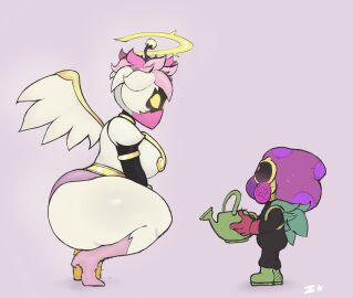 angel angel_girl angel_wings ass aura aureola big_ass big_breasts big_butt big_nipples big_thighs blush brawl_stars breasts cordelius_(brawl_stars) fat_ass fat_bitch fat_breasts fat_butt fat_thighs female flower gas_mask gloves lily_(brawl_stars) lily_angel_(brawl_stars) sfw yellow_eyes zivstarxs