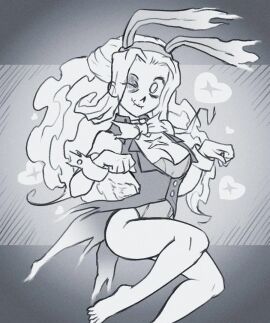 1girls breasts bunnysuit female ghost ghost_girl long_hair princess_(slay_the_princess) slay_the_princess smile the_spectre_(slay_the_princess) wink winking_at_viewer wwwjam