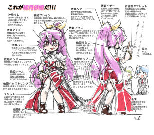 1girls clothed_female diagram female futanari implied_futa implied_sex intersex itagaki_zoushi japanese_text moon_rabbit notes_translation pink_hair reisen slit_dress tagme touhou translated watatsuki_no_yorihime