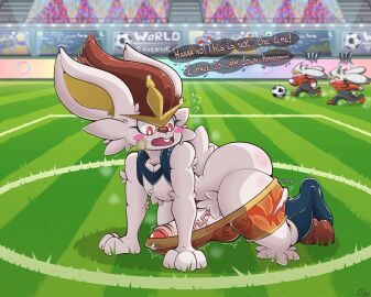 5:4 anthro balls big_penis blue_body blue_fur bodily_fluids cheek_spots cheek_tuft cinderace clothing dialogue dripping english_text erection erection_under_clothing facial_tuft fur generation_8_pokemon genital_fluids genitals hi_res huge_cock humanoid_genitalia humanoid_penis m0rtony male male_cinderace mrt0ony nervous nintendo open_mouth penis pokemon pokemon_(species) precum precum_drip precum_string raboot red_body red_fur solo_focus speech_bubble text tuft underwear vein veiny_penis wardrobe_malfunction white_body white_fur wide_eyed