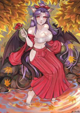 clothing_cutout demon demon_girl female flower horns lionrion tail water