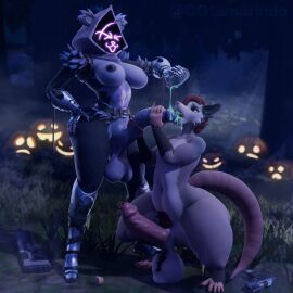 1:1 absurd_res american_opossum anthro balls bear big_balls big_breasts big_penis breasts duo ear_piercing epic_games erection fellatio female forest fortnite genital_piercing genitals gun hair hi_res huge_balls huge_cock hyper hyper_balls hyper_genitalia hyper_penis intersex intersex/male jack-o'-lantern kalnoa_(possum_chan) looking_at_another male mammal marsupial ogtamarindo oral outside_sex penile penis penis_piercing piercing plant pouring_liquid pouring_on_penis pubes ranged_weapon raven_team_leader sex slurp slurp_juice tail tree weapon