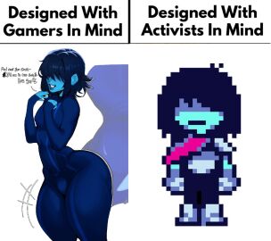 1boy big_ass big_butt blinding_bangs blue_body blue_skin deltarune designed_with_gamers_in_mind femboy k_yon1 kris_(deltarune) male male_only meme penis presenting presenting_penis solo solo_focus solo_male twink undertale_(series) wide_hips