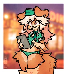 1girls anthro anthro_only bagelcollie canid canine cleavage clothed clothing female female_focus female_only furry hi_res not_porn panties solo solo_female thick_thighs thighs underwear wide_hips