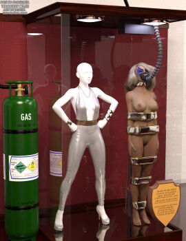 1girls 3d bound bound_arms bound_legs completely_nude dazzler female female_only full_body mannequin marvel marvel_comics nude nude_female solo superheroine thejpeger trophy_case x-men