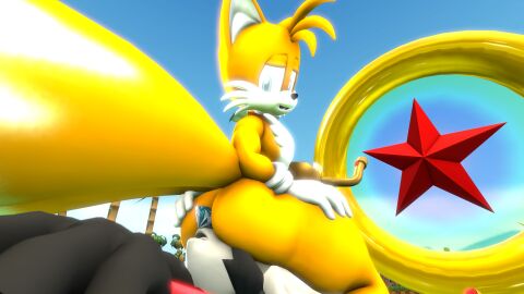 2021 2_tails 3d anthro ape ass big_ass big_butt black_nose blonde_hair blue_eyes butt_sniffing canid canine chaos_emerald chimpanzee clothing day digital_media_(artwork) doommusk duo facesitting fox fur gem gloves goal_ring goal_ring_(sonic) hair half-closed_eyes hand_on_ass hand_on_butt hand_on_leg hand_on_own_butt hand_on_own_leg handwear haplorhine hi_res holding_object holding_stick interspecies lire_(doommusk) looking_at_another looking_back looking_pleasured lying male male/male mammal multi_tail multicolored_body multicolored_fur narrowed_eyes on_back palm_tree pan_(genus) plant primate rear_view ring ring_(sonic) sega sitting_on_another sky sniffing sonic_(series) sonic_the_hedgehog_(series) source_filmmaker_(artwork) stick tail tails tails_the_fox thick_thighs three-quarter_view tree two-tone_body two-tone_fur two-tone_tail white_body white_clothing white_fur white_gloves white_handwear white_tail yellow_body yellow_ears yellow_fur yellow_tail