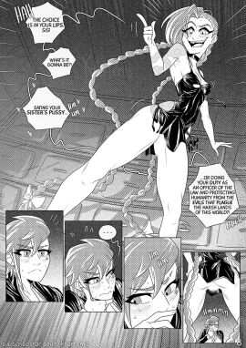 2girls arcane arcane_jinx arcane_vi ass big_ass big_ass_(female) big_butt big_butt_(female) big_thighs black_and_white butt censored censored_genitalia censored_pussy comic comic_page comic_panel comic_strip dialogue english english_dialogue english_text female incest jinx_(league_of_legends) khartemis league_of_legends pussy riot_games scribble_censor sisters skimpy_clothes skimpy_dress skimpy_outfit solid_censor text text_bubble thick_thighs vi view_from_behind viewed_from_behind viewed_from_below yuri